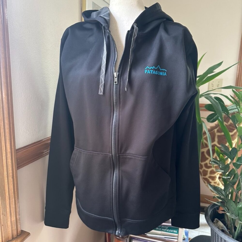 Patagonia Mens Full Zip Hoodie, Tech Fleece, Black, L